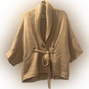 Elegant Beige Women's Knit Poncho